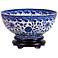 Blue and White Asian Style Porcelain Bowl with Base