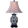 Blue and White English Floral Porcelain Vase Table Lamp
