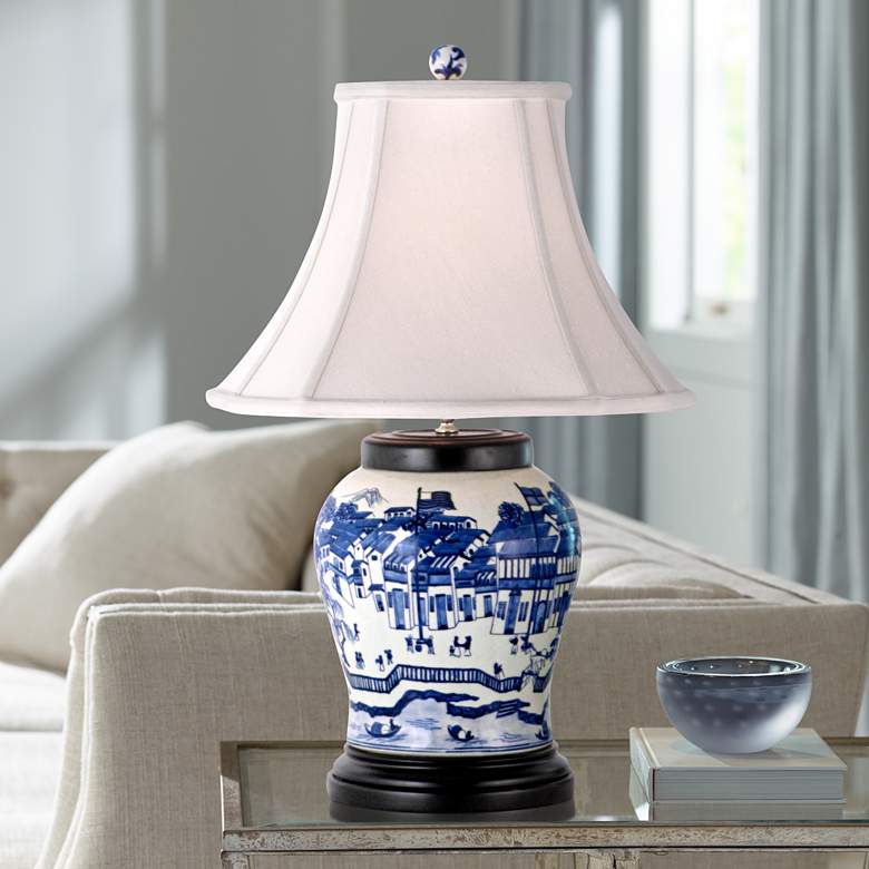 Image 1 Blue and White Hang Porcelain Wine Urn Table Lamp