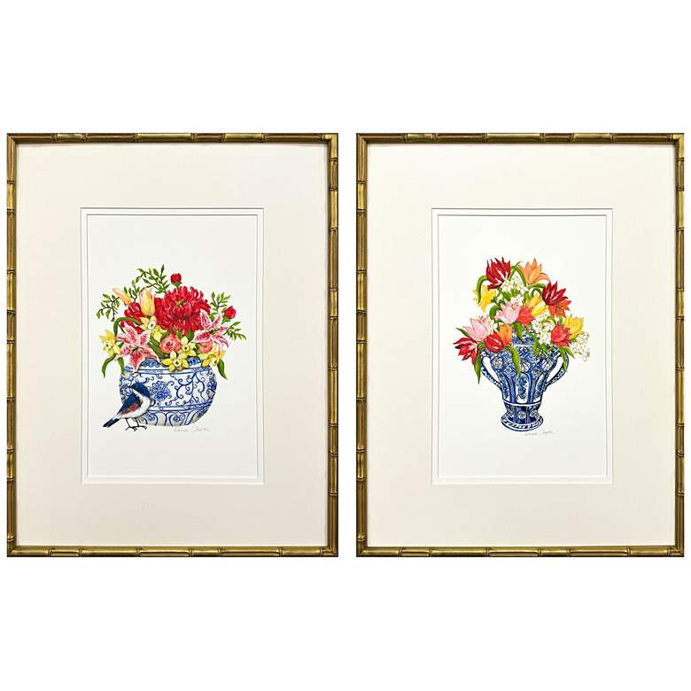 Image 1 Blue and White I 21"W x 27"H Framed Art Set of 2