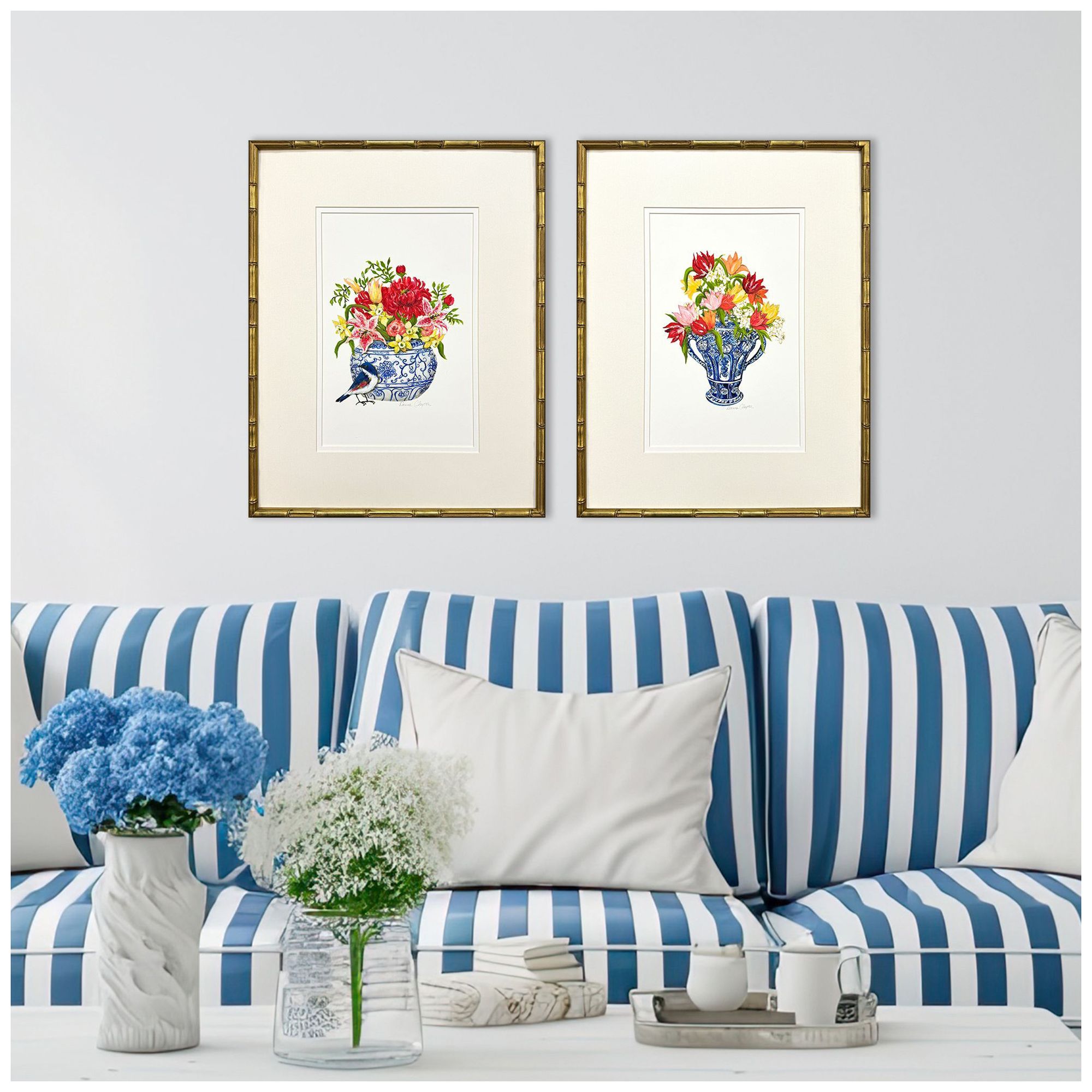 Image 4 Blue and White I 21"W x 27"H Framed Art Set of 2 more views