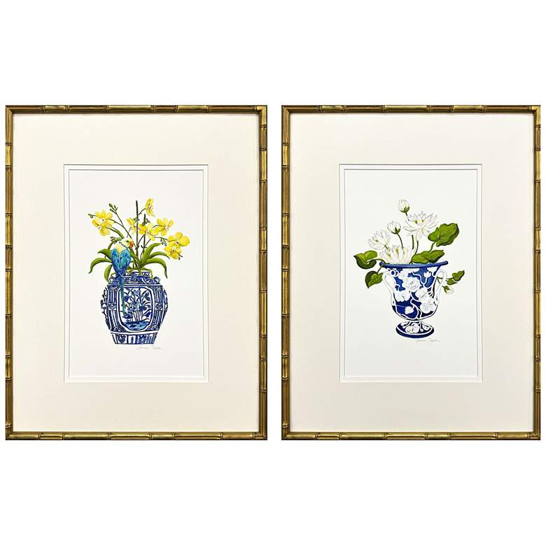 Image 1 Blue and White II 21"W x 27"H Framed Art Set of 2