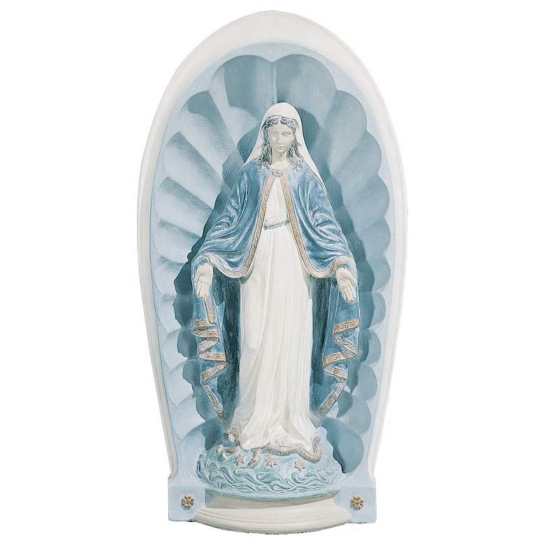 Image 1 Blue and White Madonna 31 inch High Statue Garden Accent