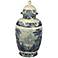 Blue and White Porcelain 16 1/2" High Jar with Lid