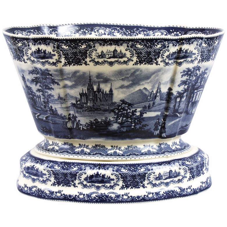 Image 1 Blue and White Porcelain 16 inch Wide Water Basin