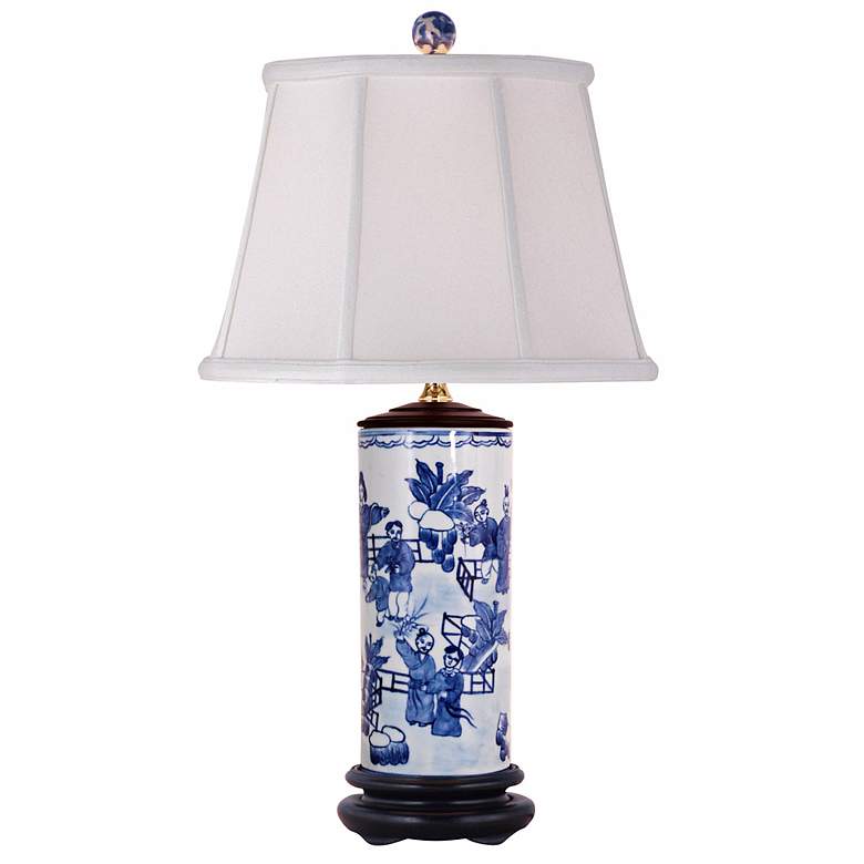 Image 1 Blue and White Porcelain Canister Jar Table Lamp