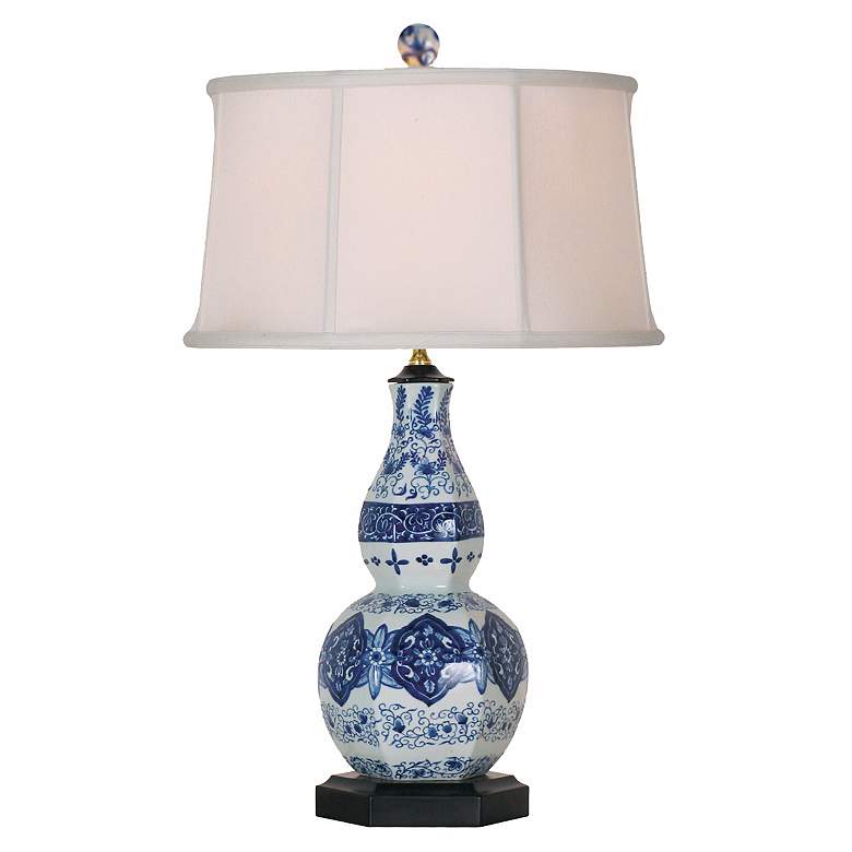 Image 1 Blue and White Porcelain Hexagonal Gourd Table Lamp