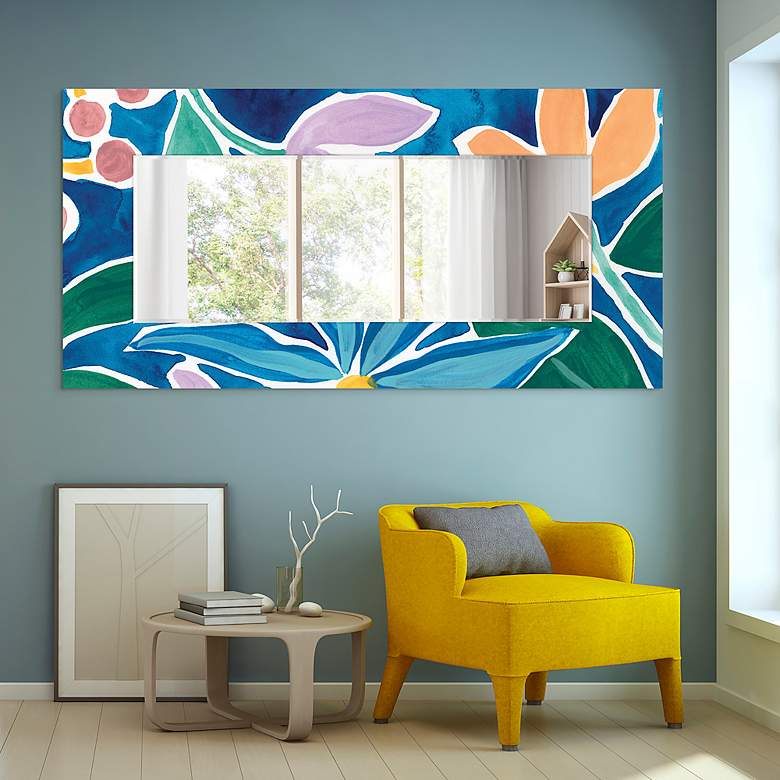 Image 7 Blue and White Tiles 36" x 72" Rectangular Wall Mirror more views