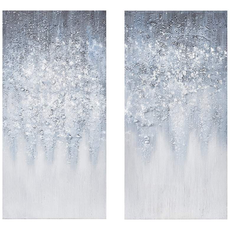Image 2 Blue and White Winter Glaze Canvas Wall Art Set of 2