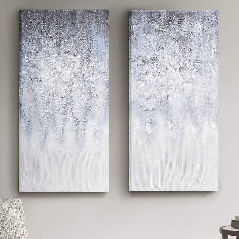 Image 1 Blue and White Winter Glaze Canvas Wall Art Set of 2