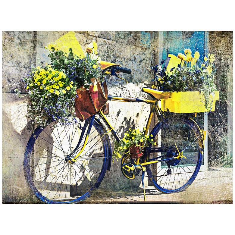 Image 1 Blue &amp; Yellow Bike 40 inchW Indoor-Outdoor Giclee Wall Art
