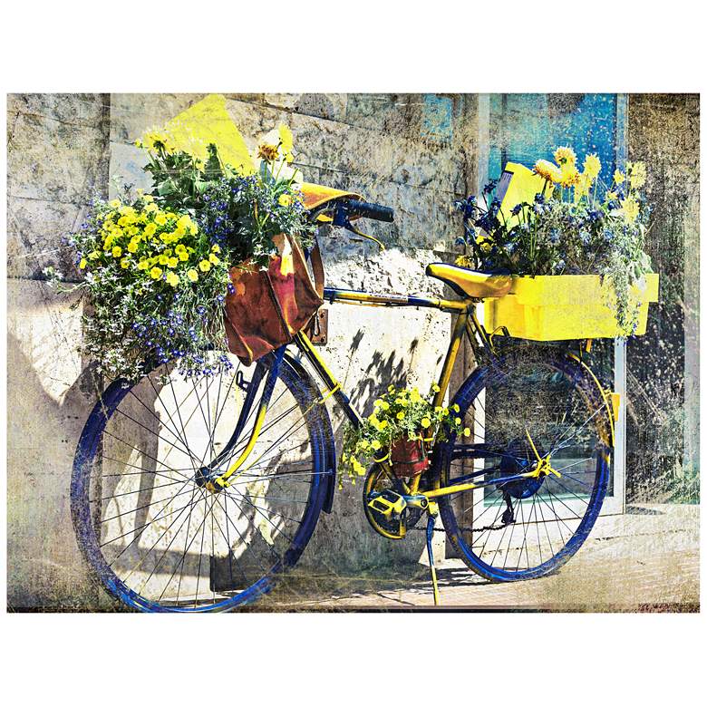 Image 1 Blue & Yellow Bike 40"W Indoor-Outdoor Giclee Wall Art
