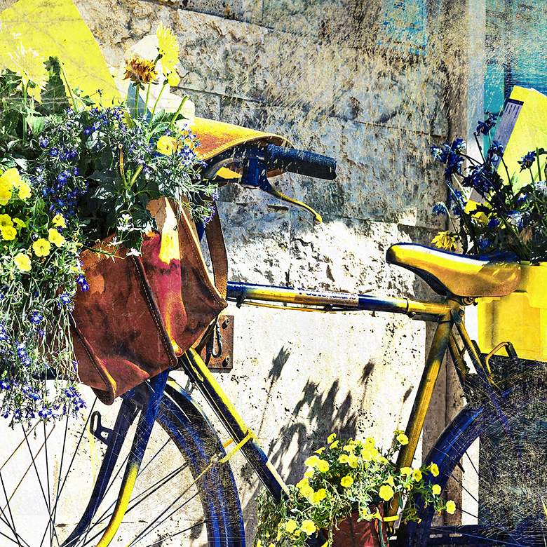 Image 2 Blue & Yellow Bike 40"W Indoor-Outdoor Giclee Wall Art more views