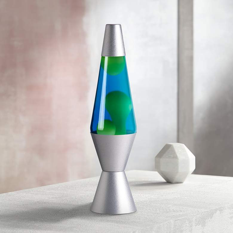 Image 1 Blue and Yellow Lava with Silver Base - Official Lava® Lamp