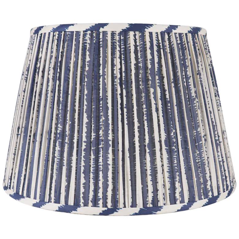 Image 1 Blue Bark Print Pleated Empire Lamp Shade 13x18x12 (Spider)