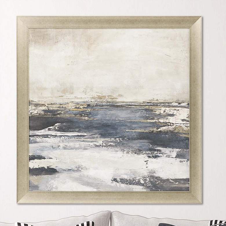 Image 2 Blue Bay 41" Square Framed Giclee Hand-Finished Wall Art