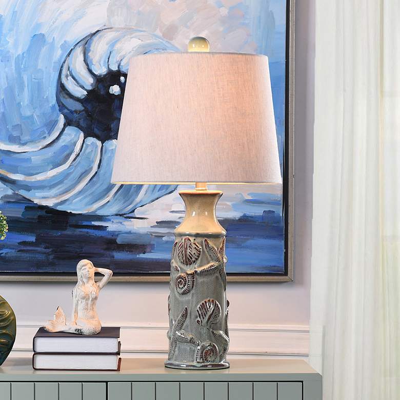 Image 1 Blue Bay Starfish 29" Tropical Coastal Ceramic Table Lamp