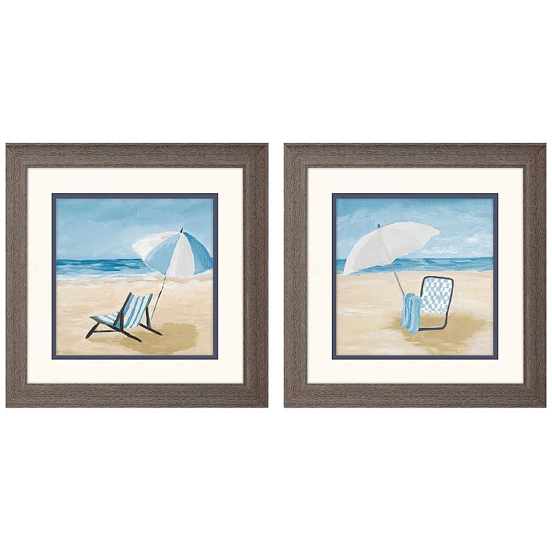 Image 1 Blue Beach 19"W x 19"H Framed Art Set of 2
