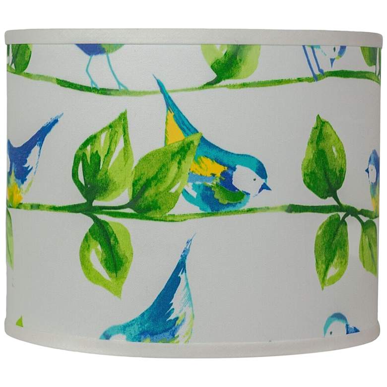 Image 1 Blue Birds on A Branch Drum Lamp Shade 14x14x11 (Spider)
