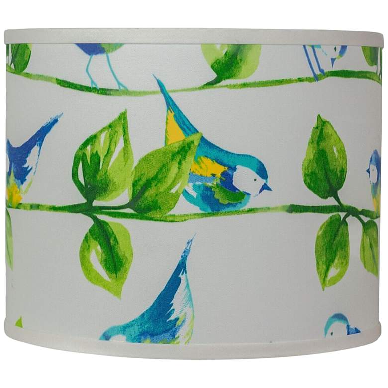 Image 1 Blue Birds on A Branch Drum Lamp Shade 16x16x13 (Spider)