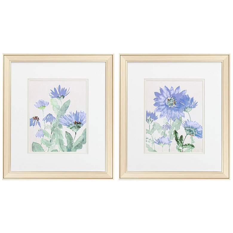 Image 3 Blue Blooms 17" High Rectangular 2-Piece Framed Wall Art Set
