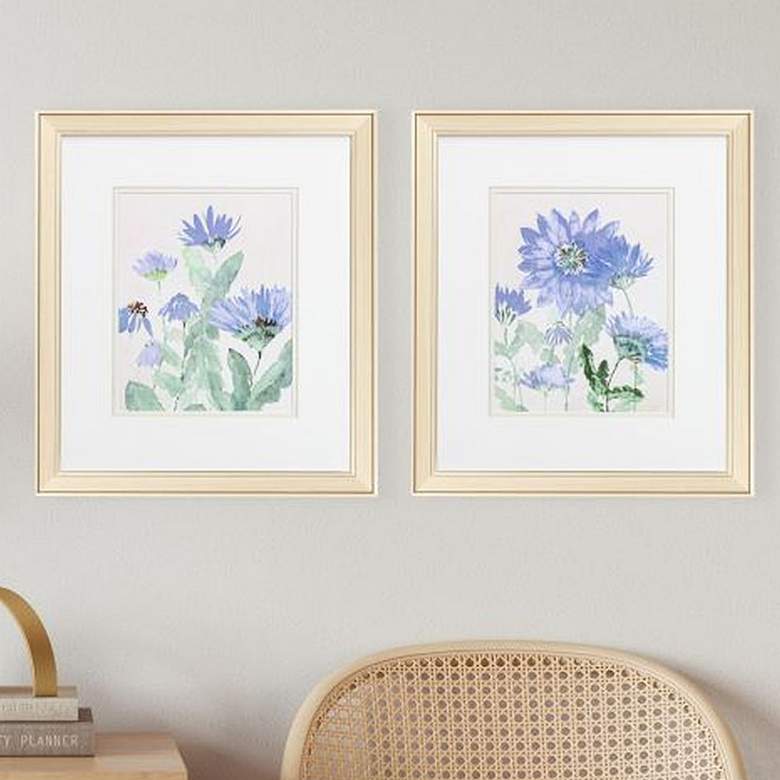 Image 2 Blue Blooms 17 inch High Rectangular 2-Piece Framed Wall Art Set