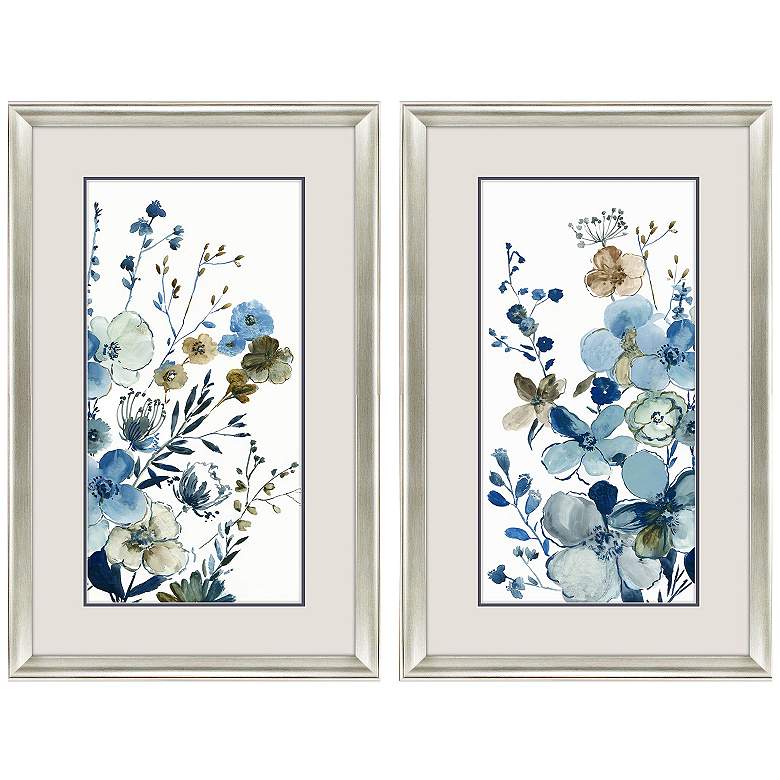 Image 1 Blue Blossoming 21"W x 33"H Framed Art Set of 2