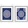 Blue Boho Pattern 22" High Framed Giclee Prints Wall Art - Set of 2