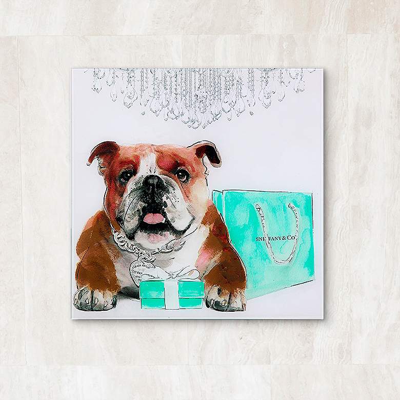 Image 1 Blue Box 23 1/4" Square Free Floating Glass Graphic Wall Art
