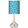 Blue Boxes Linen Giclee Droplet Table Lamp