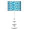 Blue Boxes Linen Giclee Paley White Table Lamp