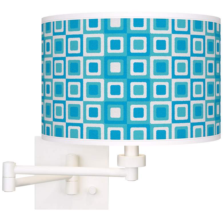 Image 1 Blue Boxes White Plug-In Swing Arm Wall Light