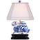Blue Bunny 16" High Blue and White Porcelain Rabbit Accent Table Lamp