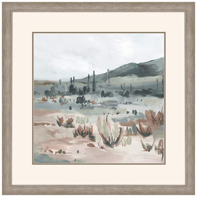 Image 1 Blue Cactus Field II 40" Square Giclee Framed Wall Art