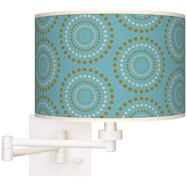 Image 1 Blue Caliiope Linen Giclee Plug-In Swing Arm Wall Light
