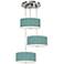 Blue Calliope Linen 3-in-1 Drum Shade Giclee Pendant