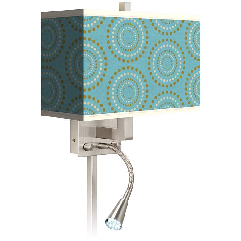 Image 1 Blue Calliope Linen Giclee LED Reading Light Plug-In Sconce