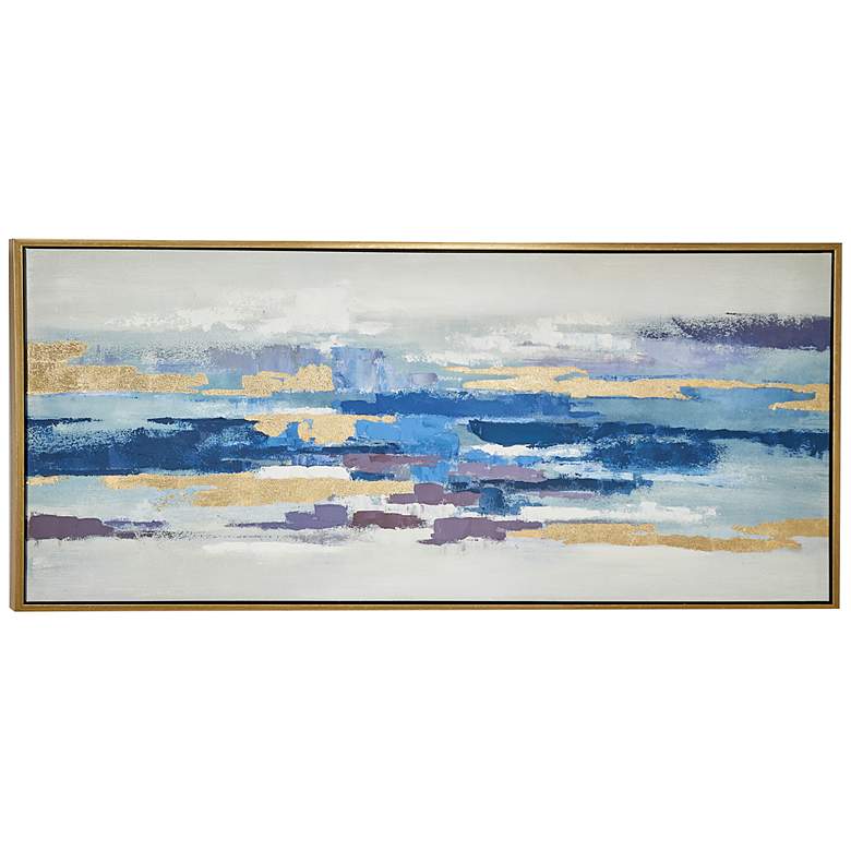 Image 2 Blue Canvas Abstract 71 inch Wide Framed Canvas Wall Art
