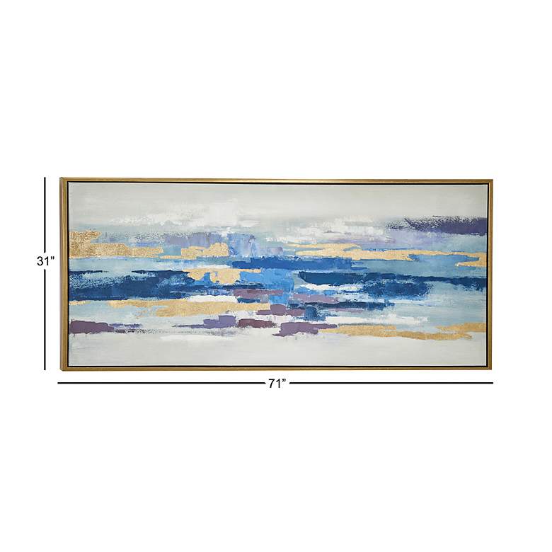Image 6 Blue Canvas Abstract 71 inch Wide Framed Canvas Wall Art more views