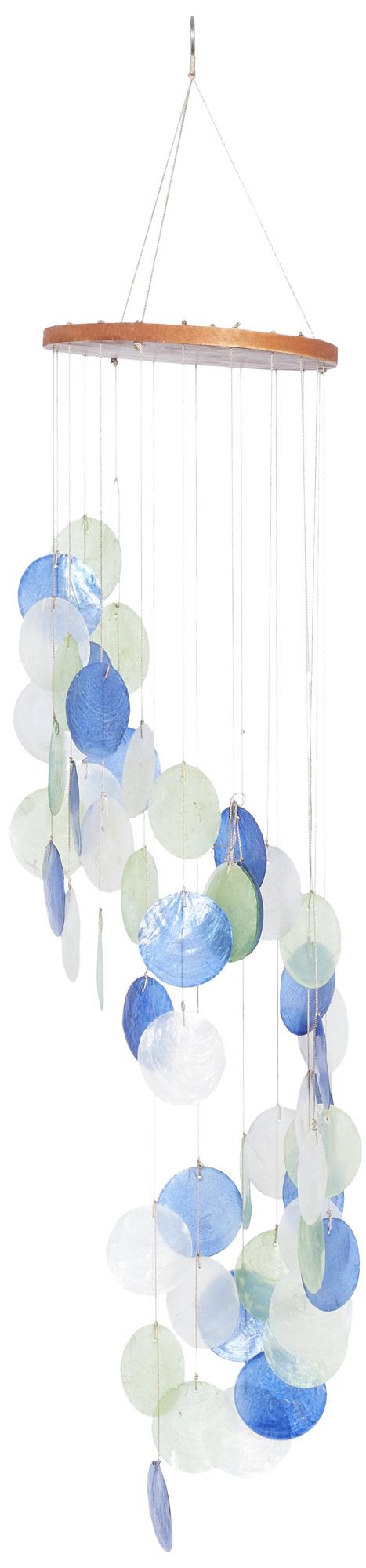 Image 2 Blue Capiz Shell Coastal Windchime, 6" x 6" x 31"