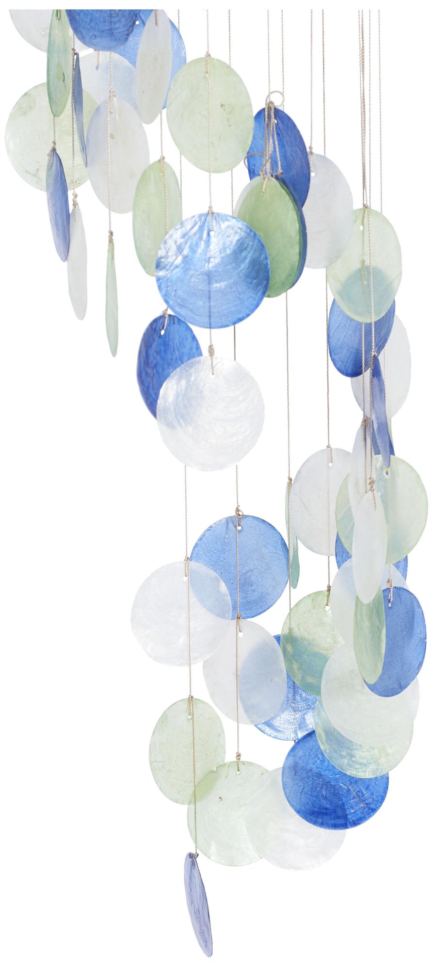 Image 4 Blue Capiz Shell Coastal Windchime, 6" x 6" x 31" more views