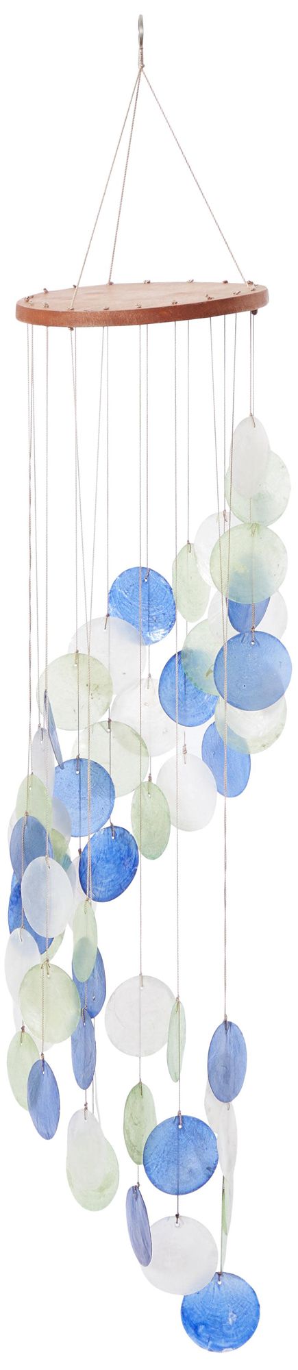 Image 5 Blue Capiz Shell Coastal Windchime, 6" x 6" x 31" more views