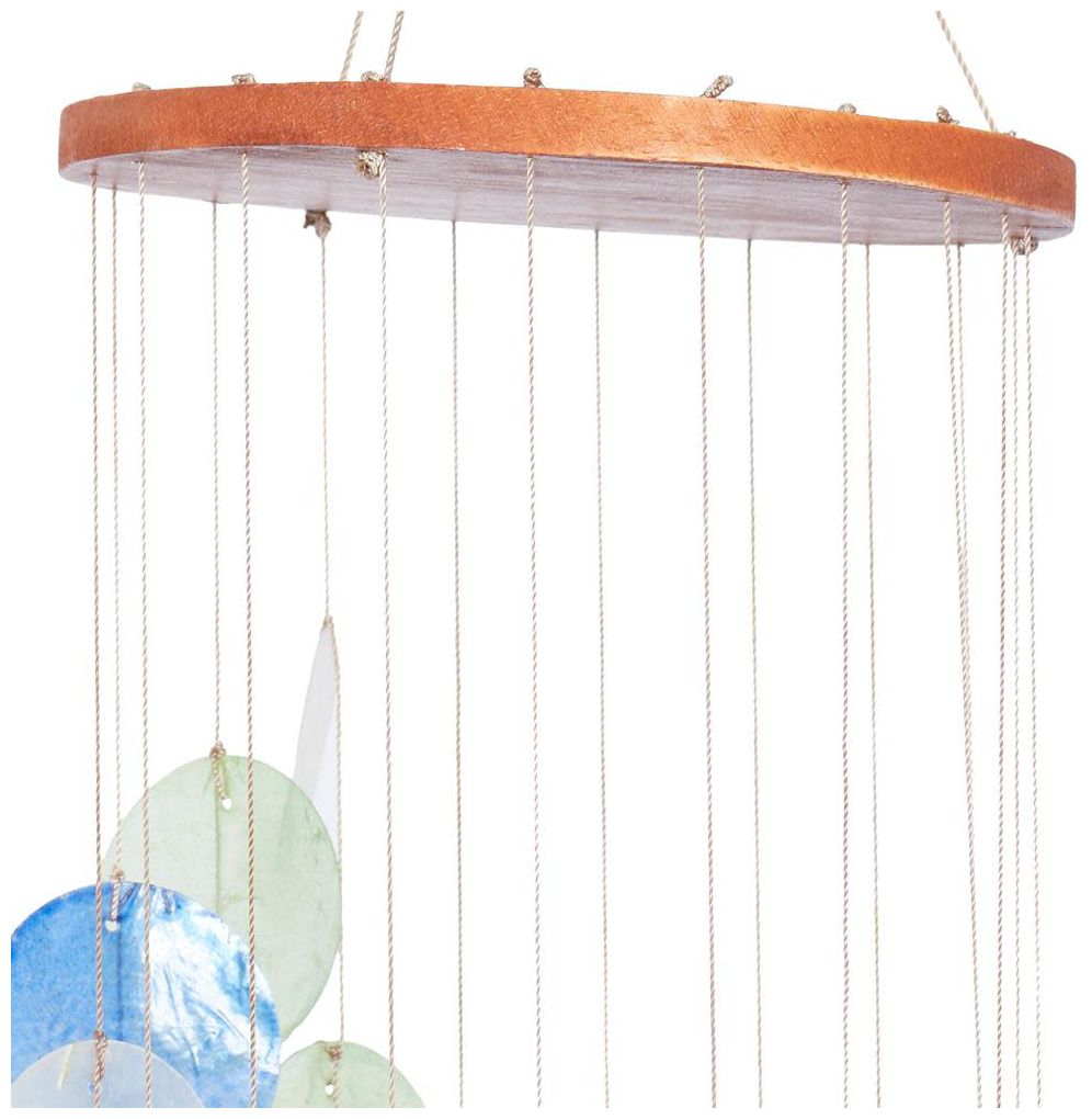 Image 7 Blue Capiz Shell Coastal Windchime, 6" x 6" x 31" more views