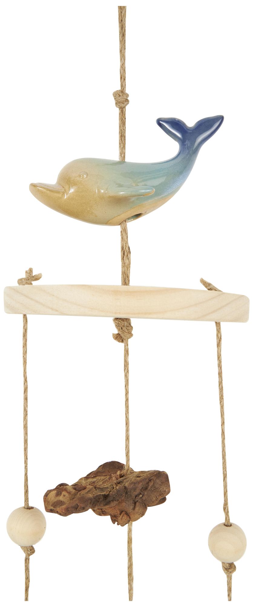 Image 2 Blue Ceramic Coastal Windchime, 10" x 7" x 39" more views