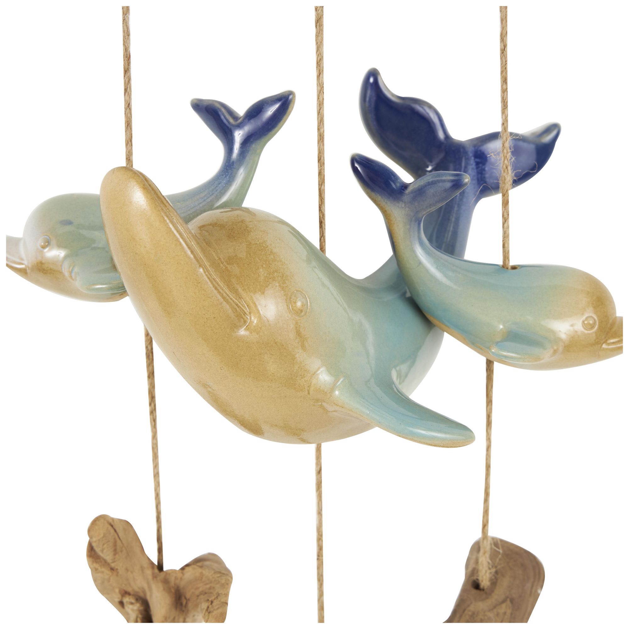 Image 3 Blue Ceramic Coastal Windchime, 10" x 7" x 39" more views