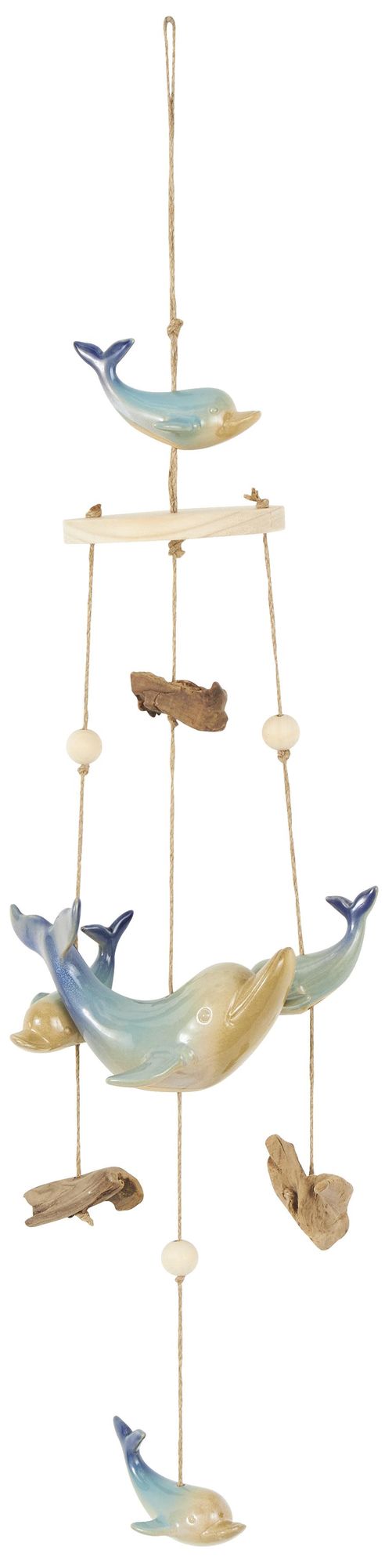 Image 5 Blue Ceramic Coastal Windchime, 10" x 7" x 39" more views