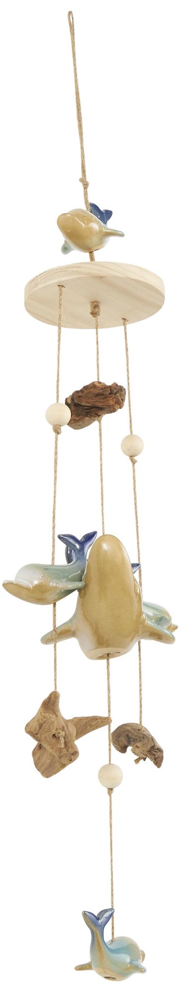 Image 6 Blue Ceramic Coastal Windchime, 10" x 7" x 39" more views