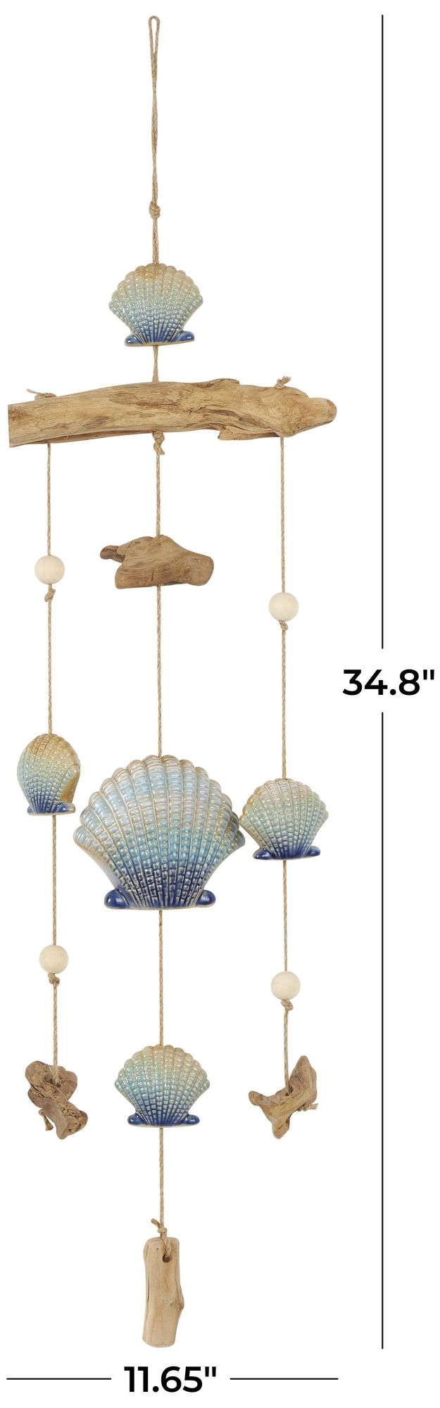 Image 7 Blue Ceramic Coastal Windchime, 12" x 3" x 35" more views