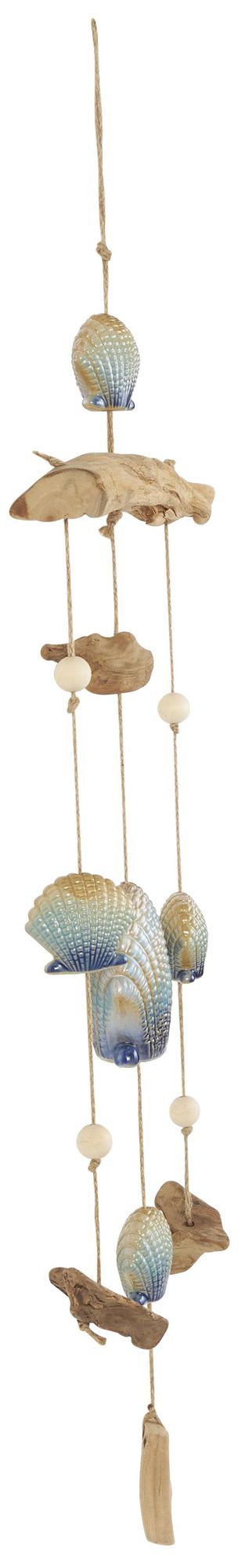 Blue Ceramic Coastal Windchime, 12" x 3" x 35"