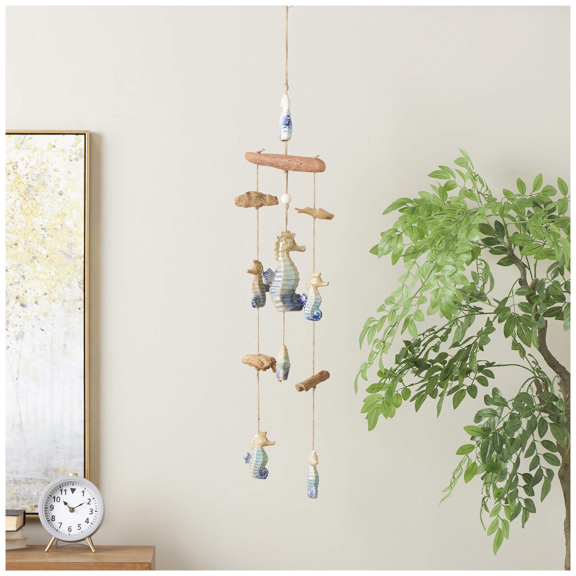 Image 4 Blue Ceramic Coastal Windchime, 9" x 2" x 41" more views